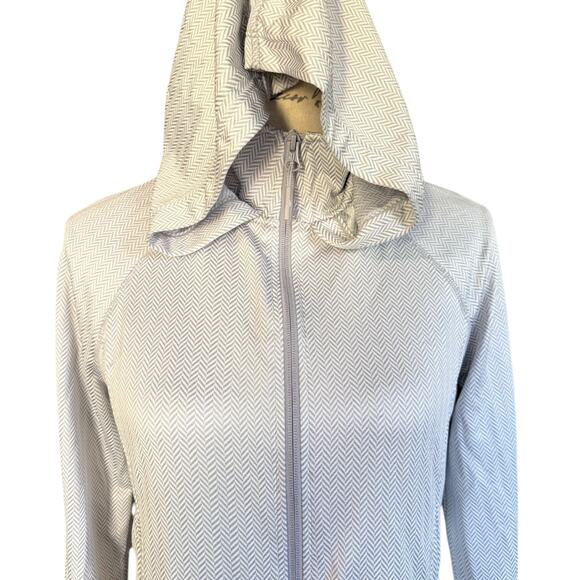 Mondetta White Gray Chevron Yoga Hooded Jacket Size Small EUC - Picture 4 of 7